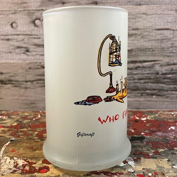 Giftcraft 1986 John Lamb Who Farted Frosted Glass Mug - Picture 4 of 10